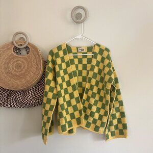 Handmade Green Checkered Society Mano Cardigan